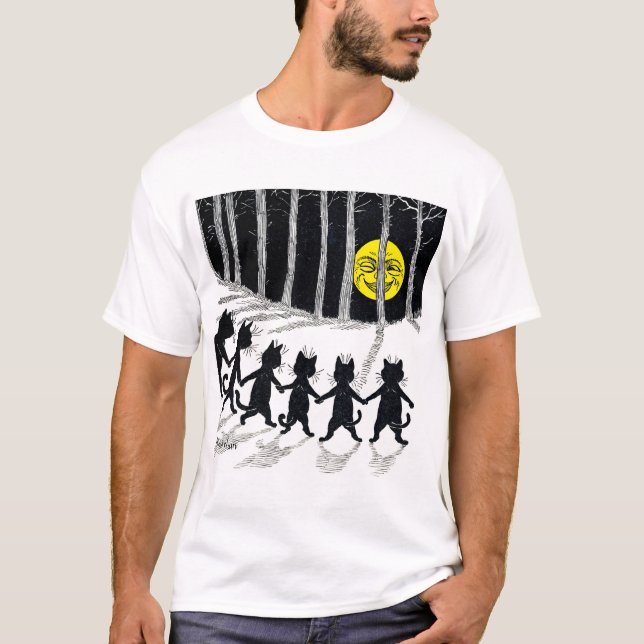 T-shirt Pleine lune et chats, Louis Wain (Devant)