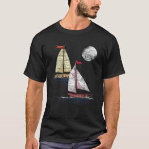 T-shirt Pleine lune Mer Voilier Marine Océan Voilier nauti