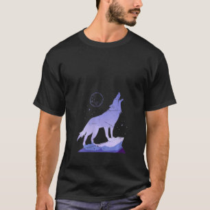 T-shirt Pleine lune Wild Animal Wild Womens Howling Wolf