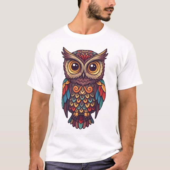 T-shirt Pleine photo d'une chouette stylisée (Devant)