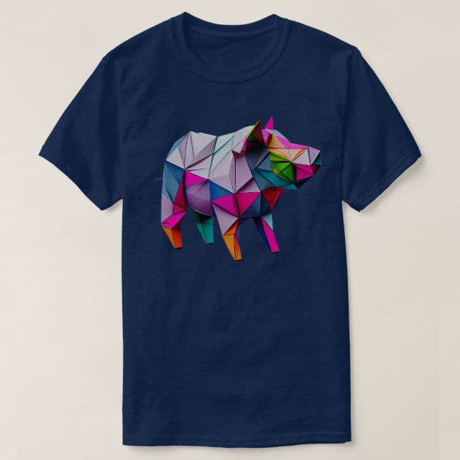 T-shirt Pliage amusant Origami Cochon1 (Design devant)
