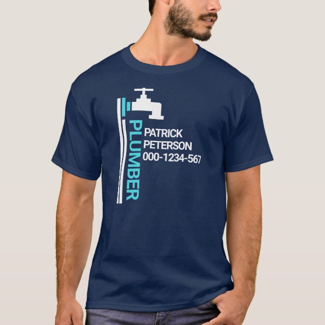 T-shirt Plomberie de ligne de tuyau de robinet (Devant)