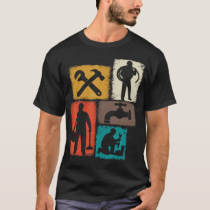 T-shirt Plombier Collage Vintage Plomberie Hommes Monteur