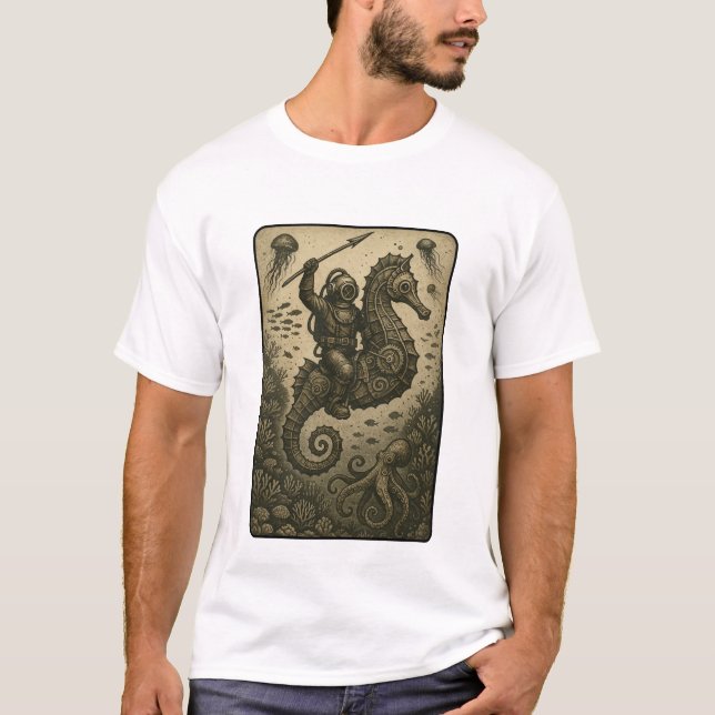 T-shirt Plongée à vapeur à cheval de mer (Devant)
