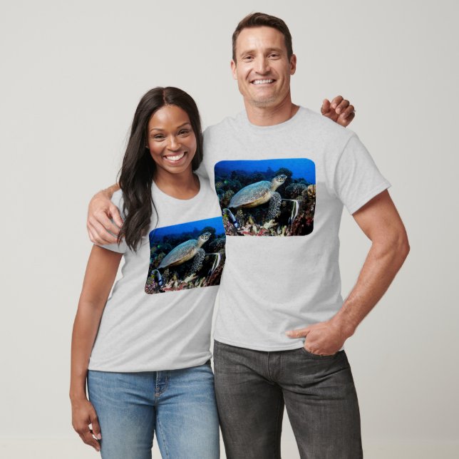 T-shirt Plongée avec tortue et poisson (Unisexe)