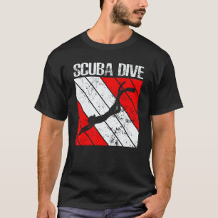 T-shirt Plongée en Océan Scaphandrier Drapeau de Descente