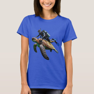 T-shirt Plongée plongée avec plongée avec une grande tortu