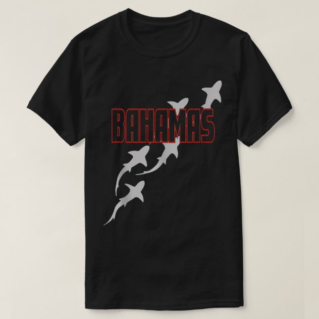 T-shirt Plongée sous-marine Bahamas Plongée avec requins a (Design devant)