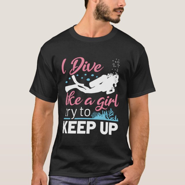 T-shirt Plongée Sous-Marine Femme Plongeur Je Plonge Comme (Devant)