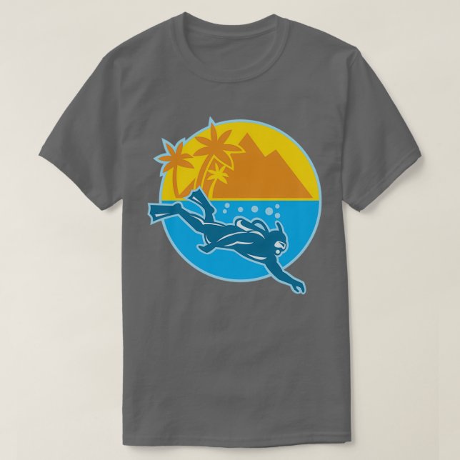 T-shirt Plongée sous-marine île Retro (Design devant)