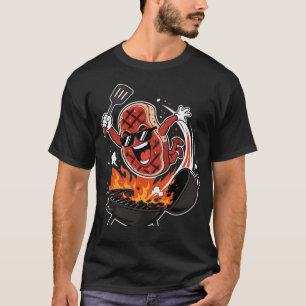 T-shirt Plongeon de steak drôle steak volant BBQ gril dess