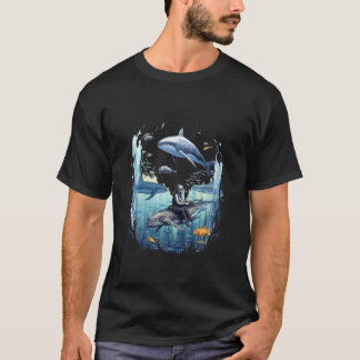 T-shirt Plongeur Baleines Baleines Plongée Plongée Ocean U