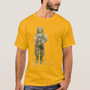 T-shirt Plongeur casque vintage avec lumière de plongée 