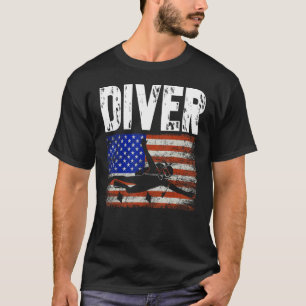 T-shirt Plongeur Drapeau Américain US Plongée Plongée en S