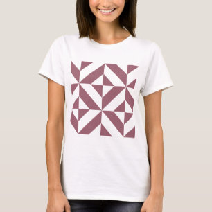 T-shirt Plum Geometric Deco Cube Pattern