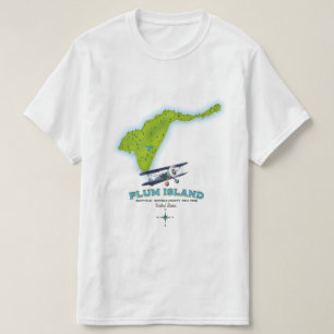 T-shirt Plum Island, comté de Southold Suffolk, carte de N