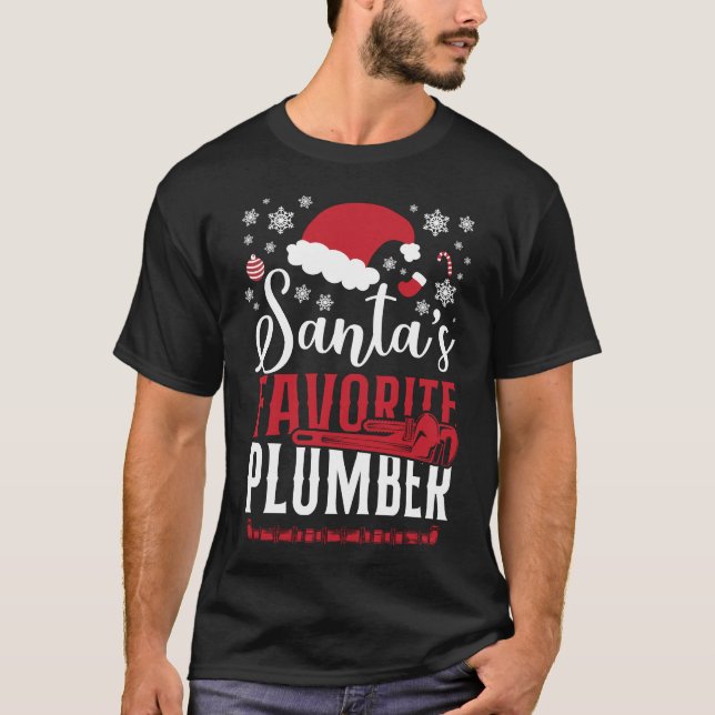 T-shirt Plumber Père Noël Favori Plumber Noël Vintage (Devant)