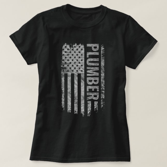 T-shirt Plumber USA Flag Distressed design (Design devant)