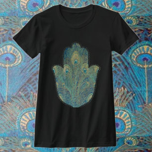 T-shirt Plume de Paon Hamsa Judaica Bohème