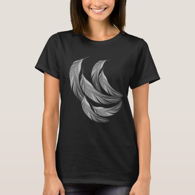 T-shirt Plumes blanches tombantes (Devant)