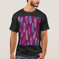 Plumes colorées : motif arrière - plan violet.