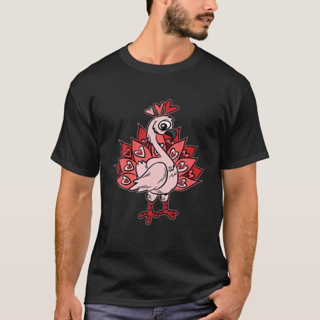 T-shirt Plumes de Coeur de paon Valentines Jour Mignonne O (Devant)