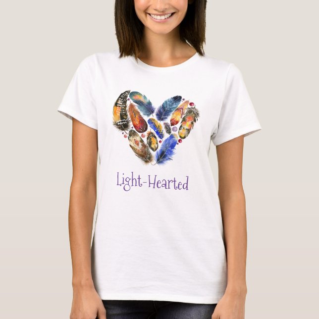 T-shirt Plumes En Forme De Coeur Coeur Clair (Devant)
