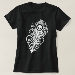 T-shirt Plumes gothique de paon crâne