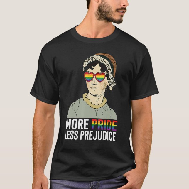 T-shirt Plus Fierté Moins Préjugés LGBT Jane Austen Fier A (Devant)