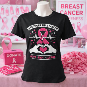 T-shirt Plus fort que le cancer Ruban rose Espoir Combat