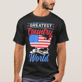T-shirt Plus Grand Pays Au Monde États-Unis Amérique Amer 