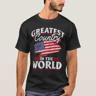 T-shirt Plus Grand Pays Au Monde Fier Américain 4ème O