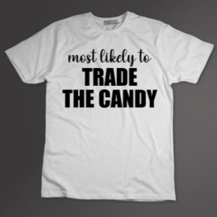 T-shirt Plus susceptible d'échanger le bonbon drôle Hallow