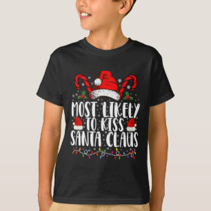 T-shirt Plus susceptible d'embrasser le Père Noël Famille 