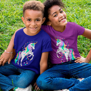 T-shirt Plutôt Rearing Rainbow Unicorn Falling Stars