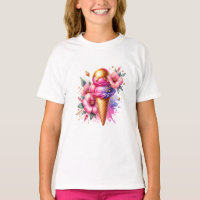 Plutôt rose et or Crème de glace cône Floral