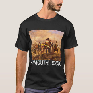 T-shirt Plymouth Rock Thanksgiving Pilgrims Rocking Guitar