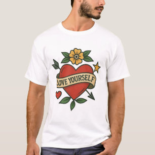 T-shirt PNG Coeur de tatouage vintage Aimez-vous le desi