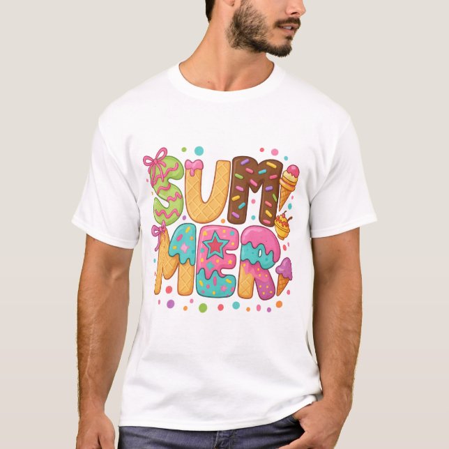 T-shirt PNG de crème glacée d'été préppy - mignonne gaufre (Devant)