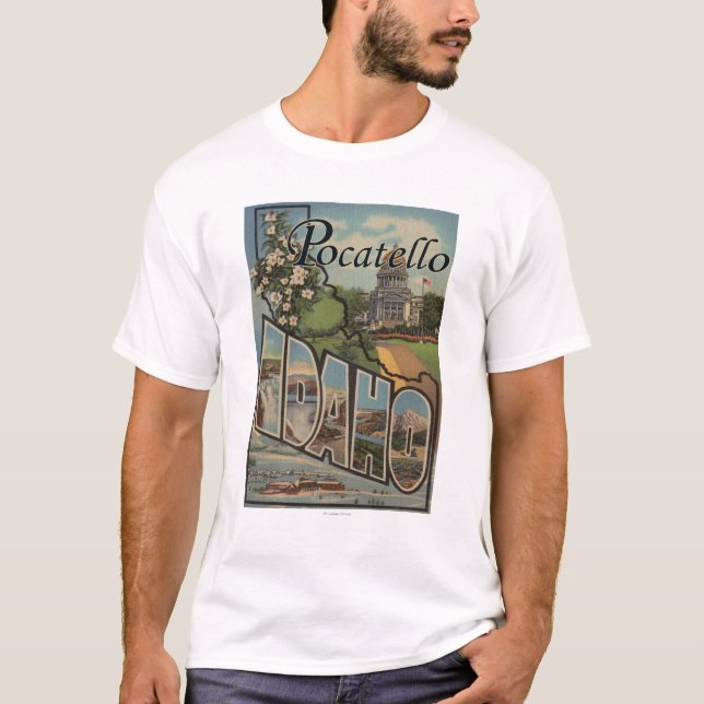 T-shirt Pocatello, Idaho - grandes scènes de lettre (Devant)