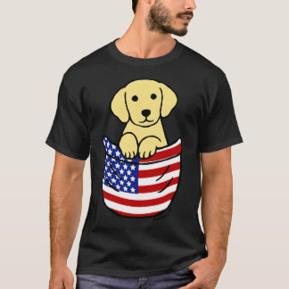 T-shirt Poche à chiot jaune Labrador