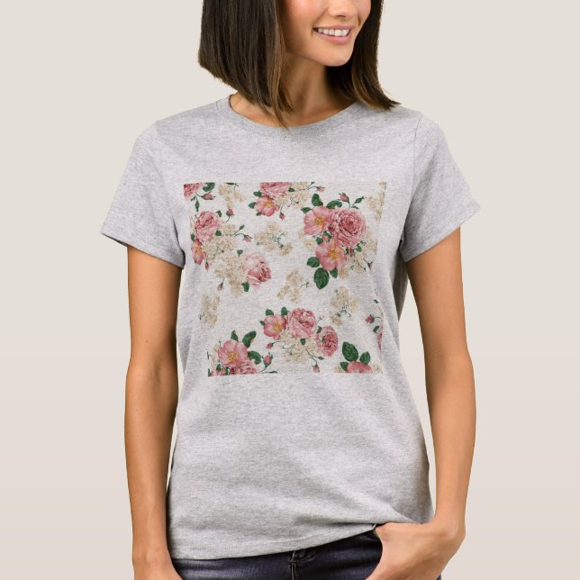 T-shirt Poche complètement de roses (Devant)