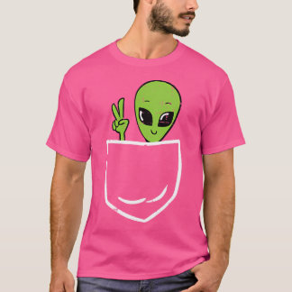 T-shirt Poche De Paix Alien Sur Les Hommes De L'Espace Ext