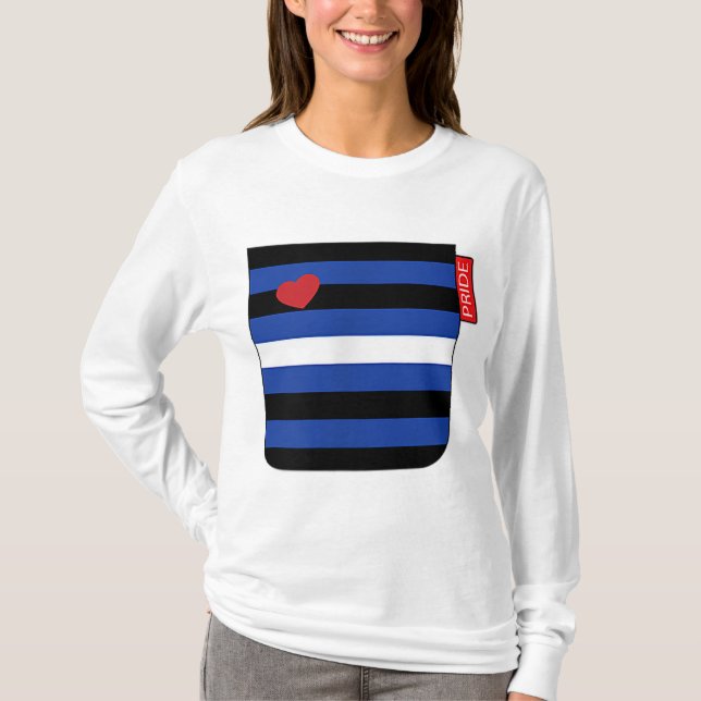 T-shirt Poche en cuir d'ours gris, drapeau d'impression (Devant)