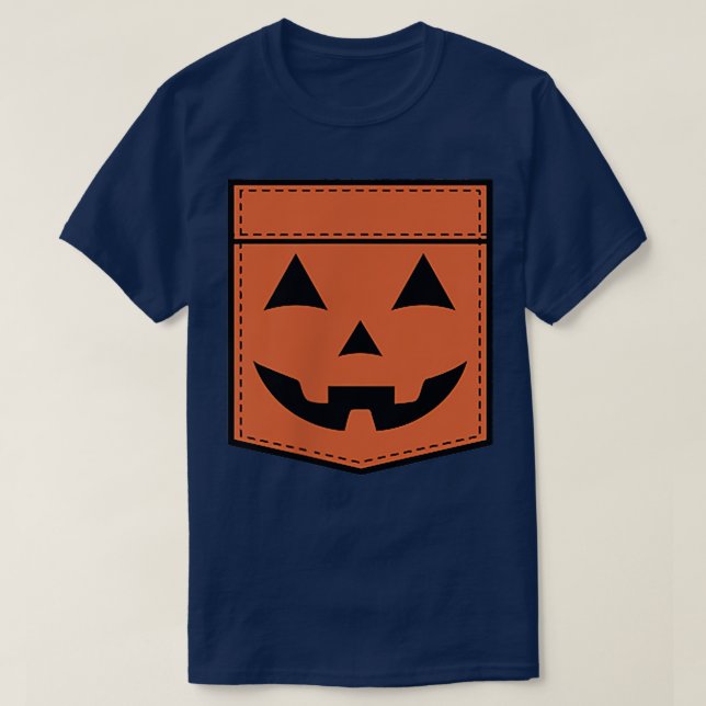 T-shirt Poche Face Citrouille Halloween Jack-o'-lantern (Design devant)