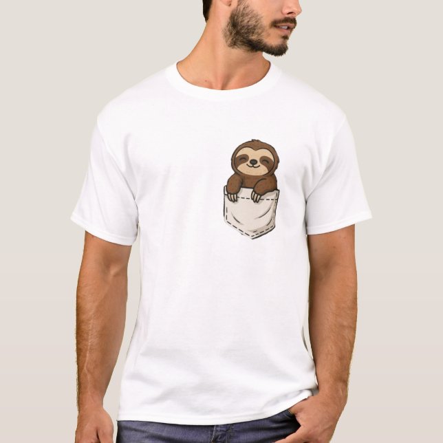 T-shirt Poche Sloth & Purple Silver Parachute Sloth back (Devant)