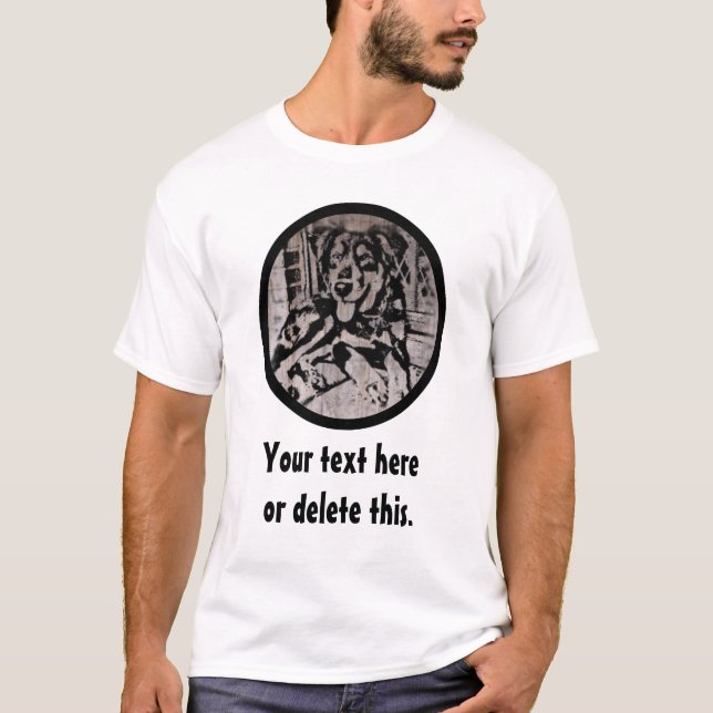 T-shirt Pochoir anglais de chiot de berger (Devant)