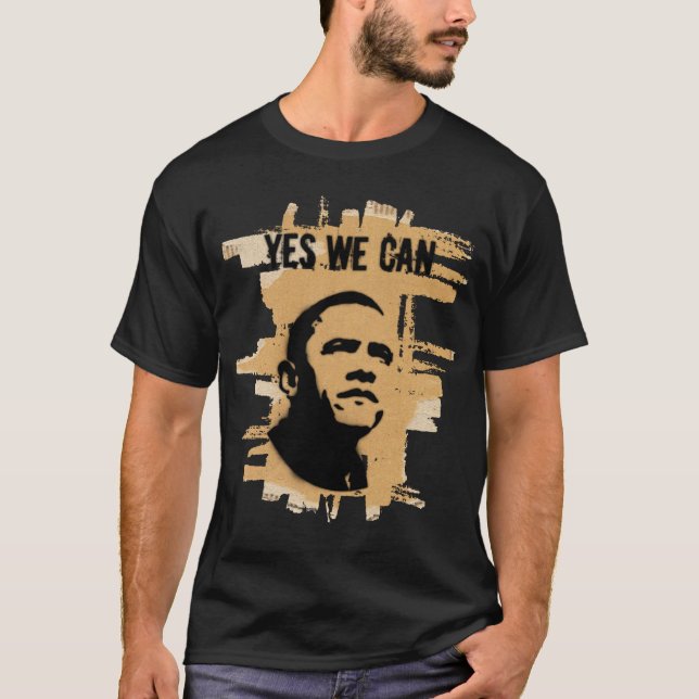 T-shirt Pochoir de Barack Obama (les deux côtés)… - (Devant)