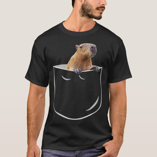 T-shirt Pocket Capybara Shirt Funny Capybara In Pocket (Devant)