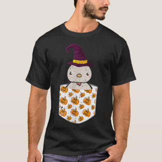 T-shirt Pocket Chicken Sorcière Citrouille Halloween Oisea